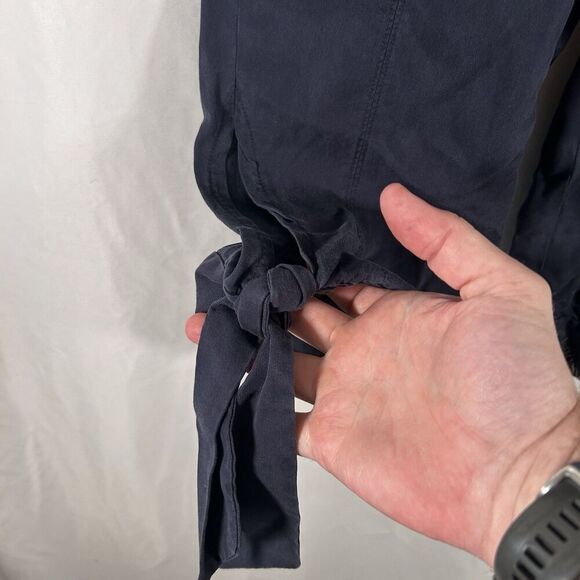 Gianni Bini Silk Blend Pants Women's Medium Navy Blue Pull On Pockets Elastic Wa - Picture 4 of 8